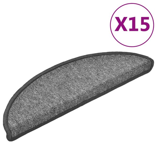 vidaXL Tapis d'escalier 15 Pièces Gris foncé 56x17x3 cm