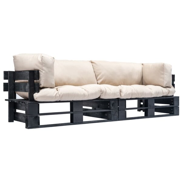 vidaXL Canapés de jardin palette 2 Pièces avec coussins sable Pinède