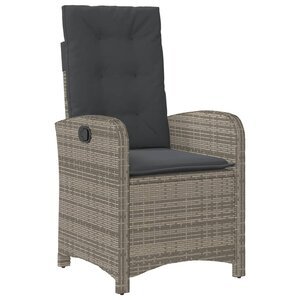 vidaXL Chaise inclinable de jardin avec coussins gris résine tressée