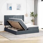 vidaXL Lit de rangement LED avec matelas Gris foncé 200 x 200 cm