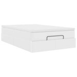 VidaXL Cadre de lit ottoman avec matelas blanc 120x200 cm similicuir