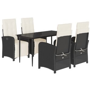 vidaXL Ensemble à manger de jardin coussins 5Pièces Noir Résine tressée
