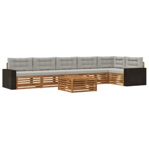 vidaXL Ensemble de canapés d'extérieur 7 pc Naturel et gris clair
