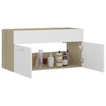 vidaXL Armoire d'évier Blanc et chêne sonoma 90x38 5x46 cm Aggloméré