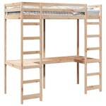 vidaXL Cadre de lit mezzanine Naturel 80 x 200 cm Pin massif