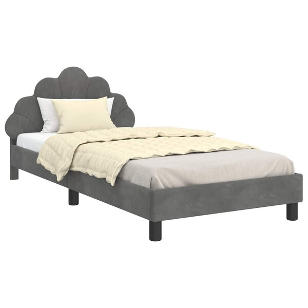 vidaXL Cadre de lit pour enfants avec tête de lit Gris foncé Velours