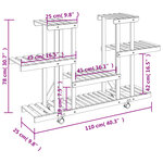 vidaXL Support à fleurs avec roues 110x25x78 cm bois massif de sapin