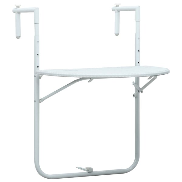 vidaXL Table de balcon Blanc 60x64x83 5 cm Plastique Aspect de rotin