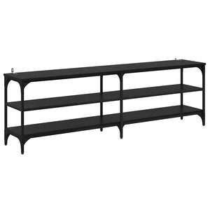 vidaXL Meuble TV Chêne noir 160 x 30 x 50 cm Bois d'ingénierie et fer