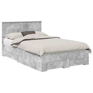 vidaXL Cadre de lit Gris béton 120 x 190 cm Bois d'ingénierie