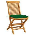 vidaXL Chaises de jardin avec coussins vert 2 Pièces Bois de teck massif