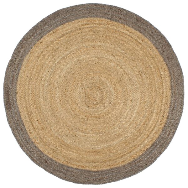 vidaXL Tapis fait à la main Jute avec bord gris 210 cm