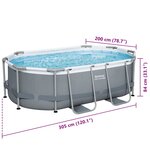 Best Way Ensemble de Piscine Gris 305 x 200 x 84 cm Acier