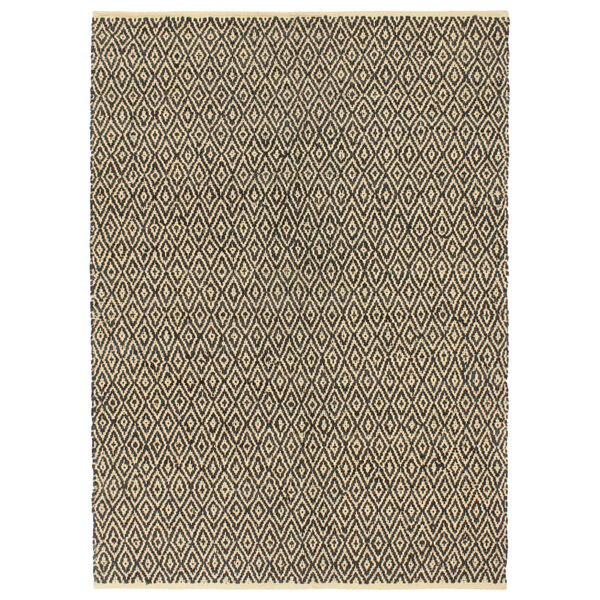 vidaXL Tapis Chindi tissé à la main Cuir Coton 120 x 170 cm Noir