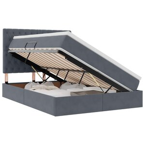 vidaXL Lit de rangement LED avec matelas Gris foncé 140 x 200 cm