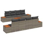 vidaXL Ensemble de canapé de jardin 9 Pièces Gris Poly rotin