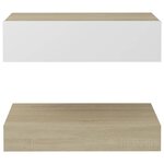 vidaXL Tables de chevet 2 Pièces Blanc et chêne sonoma 60x35 cm Aggloméré