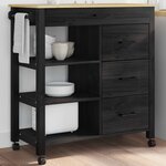 vidaXL Chariot de cuisine Noir 84 x 40 x 88 5 cm