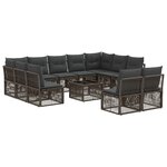 vidaXL Ensemble de canapé de jardin 12 Pièces Gris polyrotin