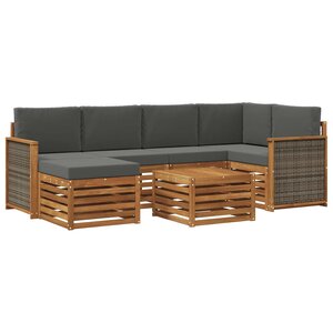 vidaXL Ensemble de canapé d'angle 6 Pièces Naturel et Anthracite