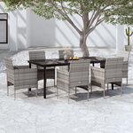 vidaXL Ensemble à manger de jardin coussins 7Pièces Gris et noir