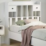 vidaXL Tête de lit avec rangement blanc 90 cm bois massif de pin