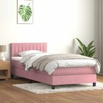 vidaXL Sommier à lattes de lit avec matelas et LED rose 90x220 cm velours