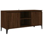 vidaXL Meuble TV avec pieds en métal Chêne marron 103 5x35x50 cm