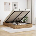 vidaXL Cadre de lit ottoman avec stockage Chêne artisanal 150 x 200 cm