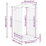 vidaXL Portant de bois de chauffage et housse de pluie acier galvanisé