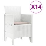 vidaXL Ensemble de salle à manger pour jardin 15 Pièces Blanc Rattan Polt