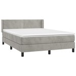 vidaXL Sommier à lattes de lit et matelas Gris clair 140x190cm Velours