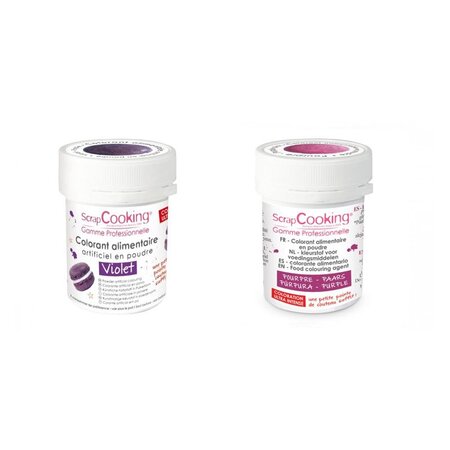 2 colorants alimentaires en poudre - violet-pourpre