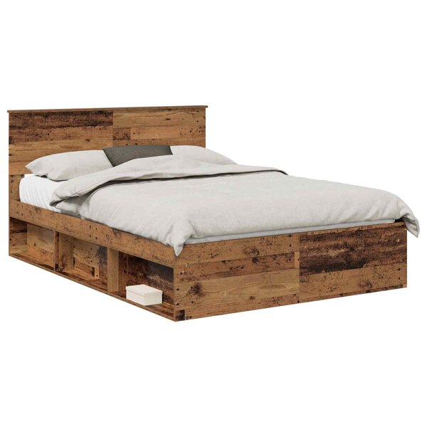 vidaXL Cadre de lit Bois ancien 140 x 190 cm Bois d'ingénierie