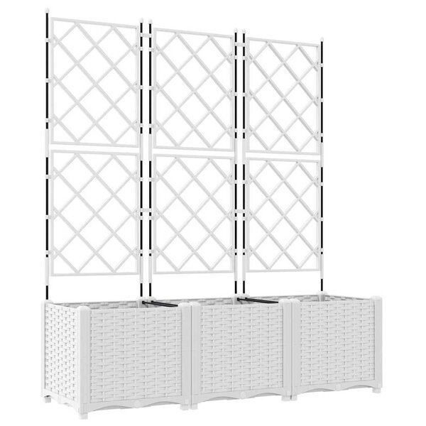 vidaXL Cache-pot de jardin 3 Pièces Blanc 120 x 40 x 143 cm Acier
