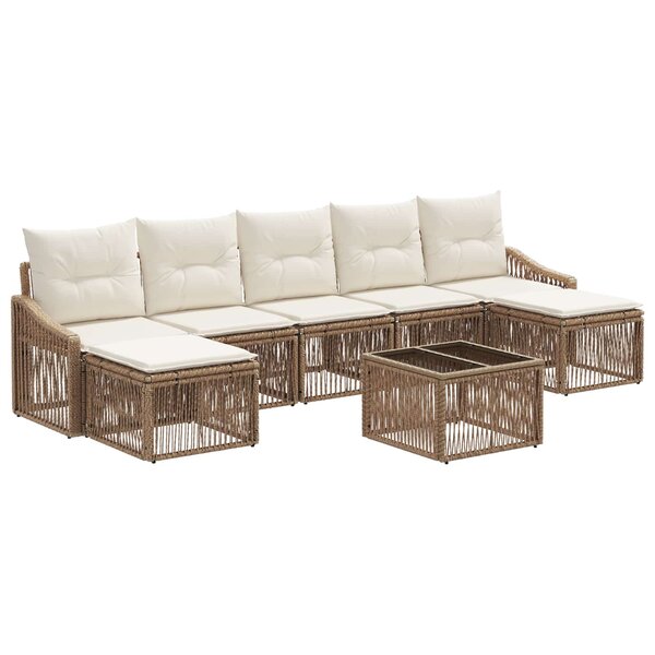 vidaXL Ensemble de canapé de jardin 8 Pièces Beige polyrotin
