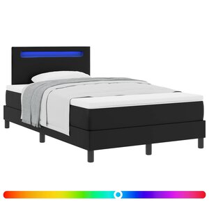 vidaXL Lit à ressorts avec bandes LED Noir 120 x 200 cm Simili cuir