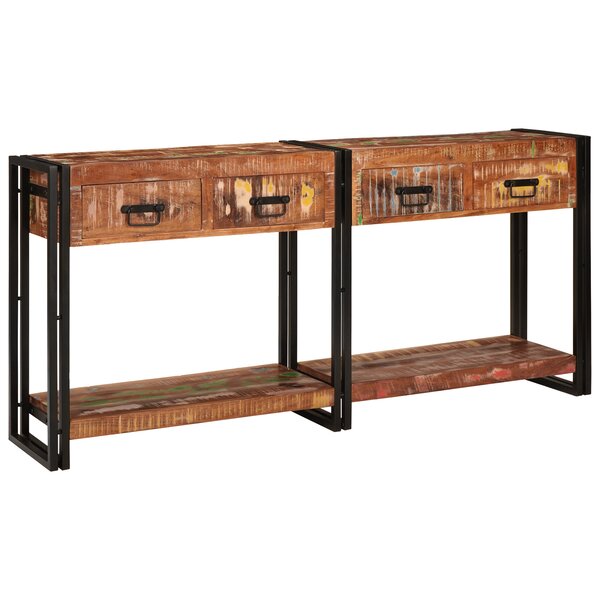vidaXL Tables console (Set de 2) avec tiroirs - Couleurs variées  en bois massif recyclé
