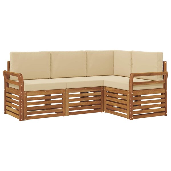 vidaXL Ensemble de canapés d'extérieur 4 pc Naturel et Beige Polyester