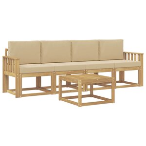 vidaXL Ensemble de canapés d'extérieur 5 pc Blanc et Beige