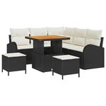 vidaXL Ensemble de canapé de jardin avec coussin 8 Pièces Noir Poly rotin