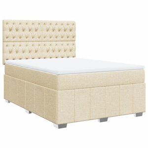 vidaXL Sommier à lattes de lit avec matelas Crème 140x190 cm Tissu