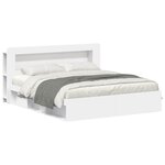 vidaXL Cadre de lit avec rangement avec tête de lit Blanc 180 x 200 cm