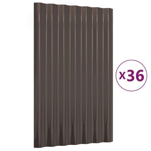 vidaXL Panneaux de toit 36 Pièces Acier enduit de poudre Marron 60x36 cm