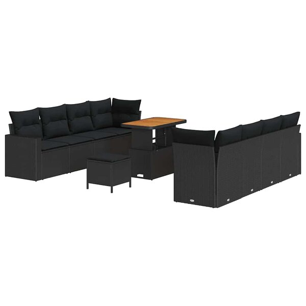 vidaXL Ensemble de canapé de jardin 11 Pièces Noir 90 x 55 x 71 cm