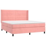 vidaXL Sommier à lattes de lit avec matelas Rose 180x200 cm Velours