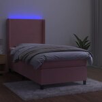 vidaXL Sommier à lattes de lit matelas et LED Rose 90x200 cm Velours