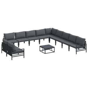 vidaXL Ensemble de canapé de jardin 12 pc Noir Acier