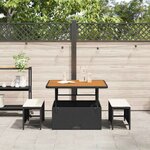 vidaXL Ensemble de salle à manger pour jardin 3 Pièces Noir Poly rotin