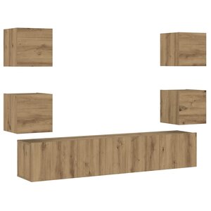 vidaXL Meubles TV muraux 6 Pièces chêne artisanal bois d'ingénierie